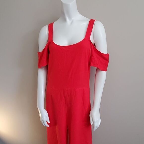 NWT Bobi Los Angeles Red Cold Shoulder Jumpsuit XS - Picture 2 of 6